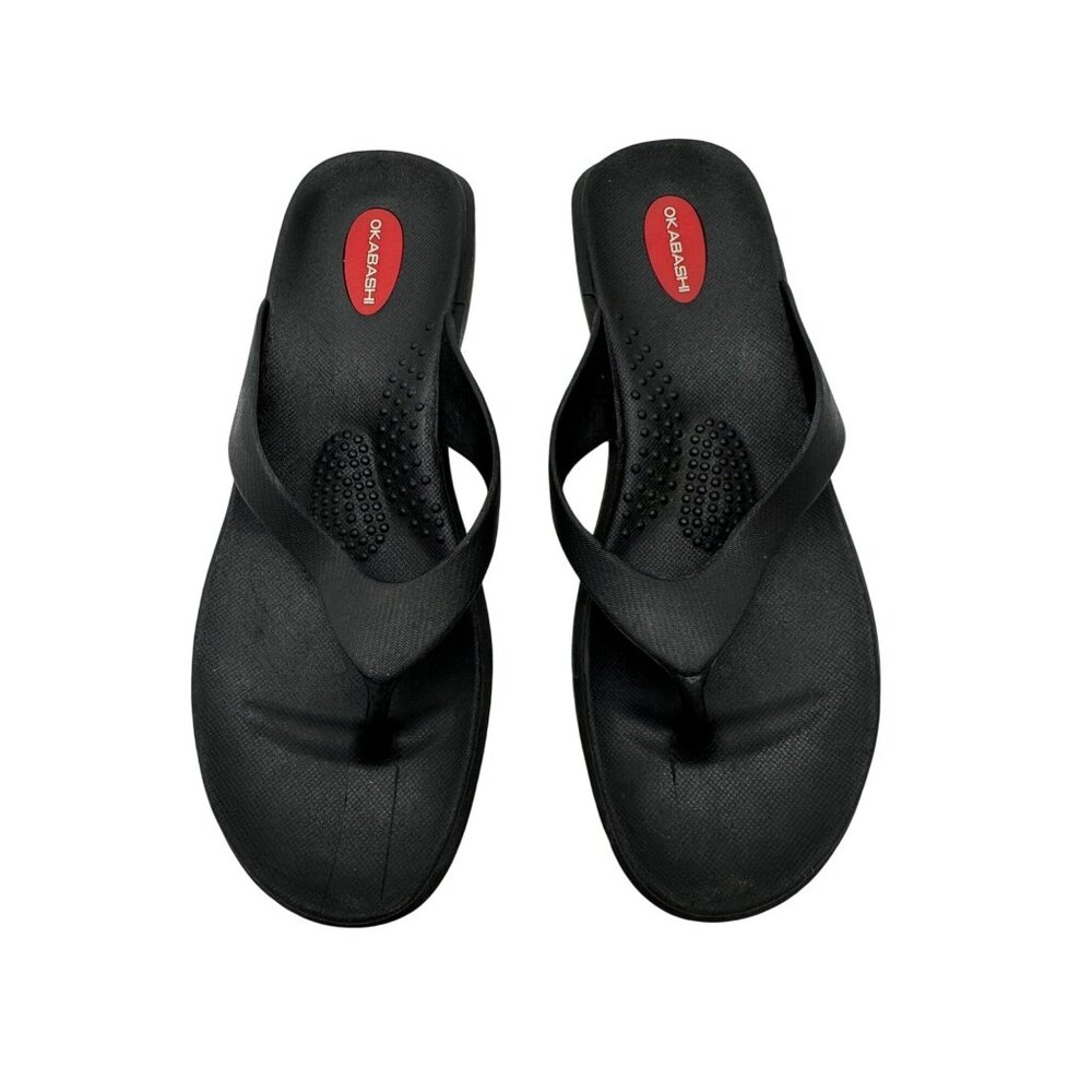 Okabashi Women Flip Flops Thong Sandals Slippers Size M/L Black Summer Casual